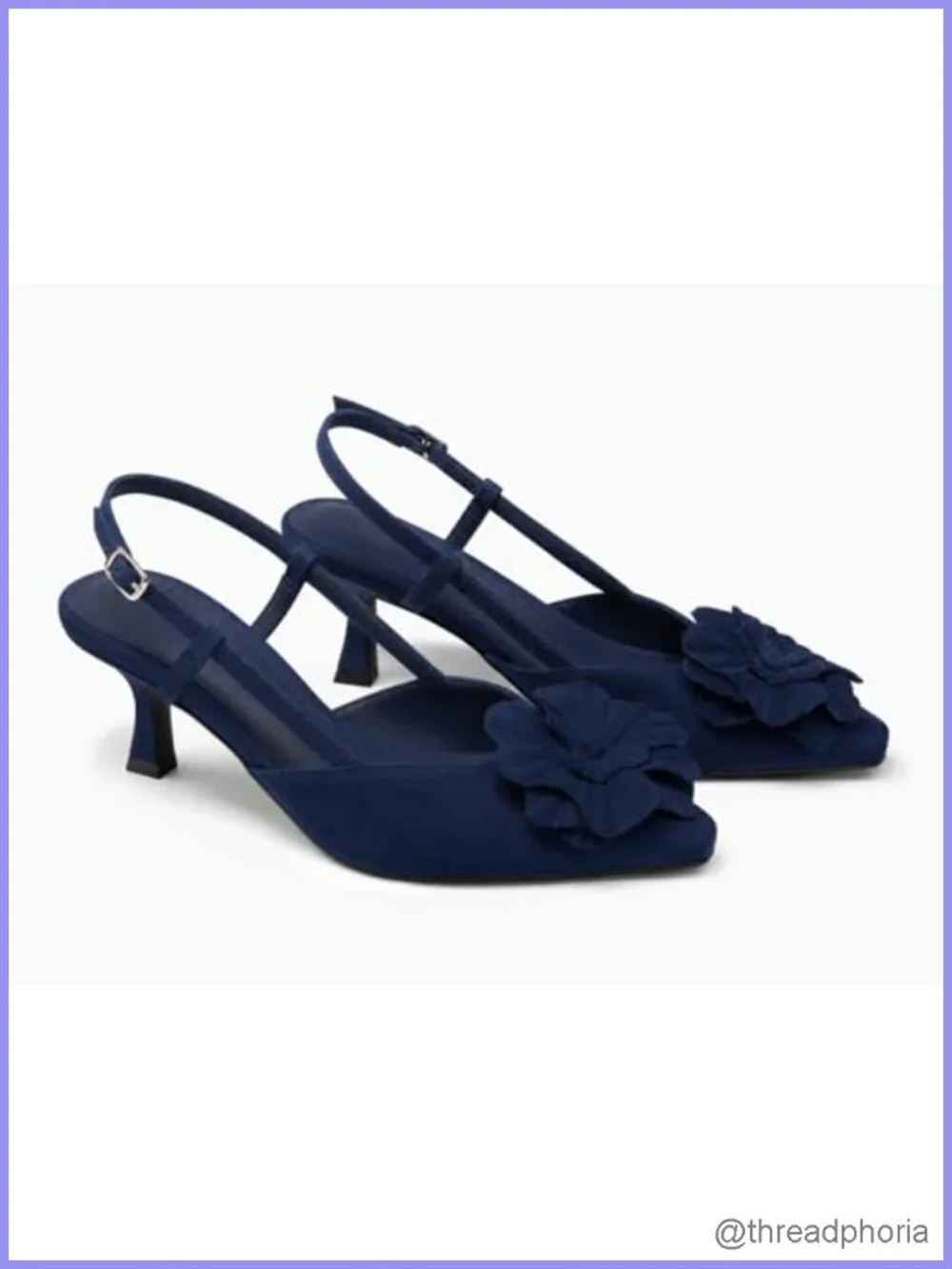 Women's Kitten Heel Slingback Pumps Dress Shoes Floral Embellished